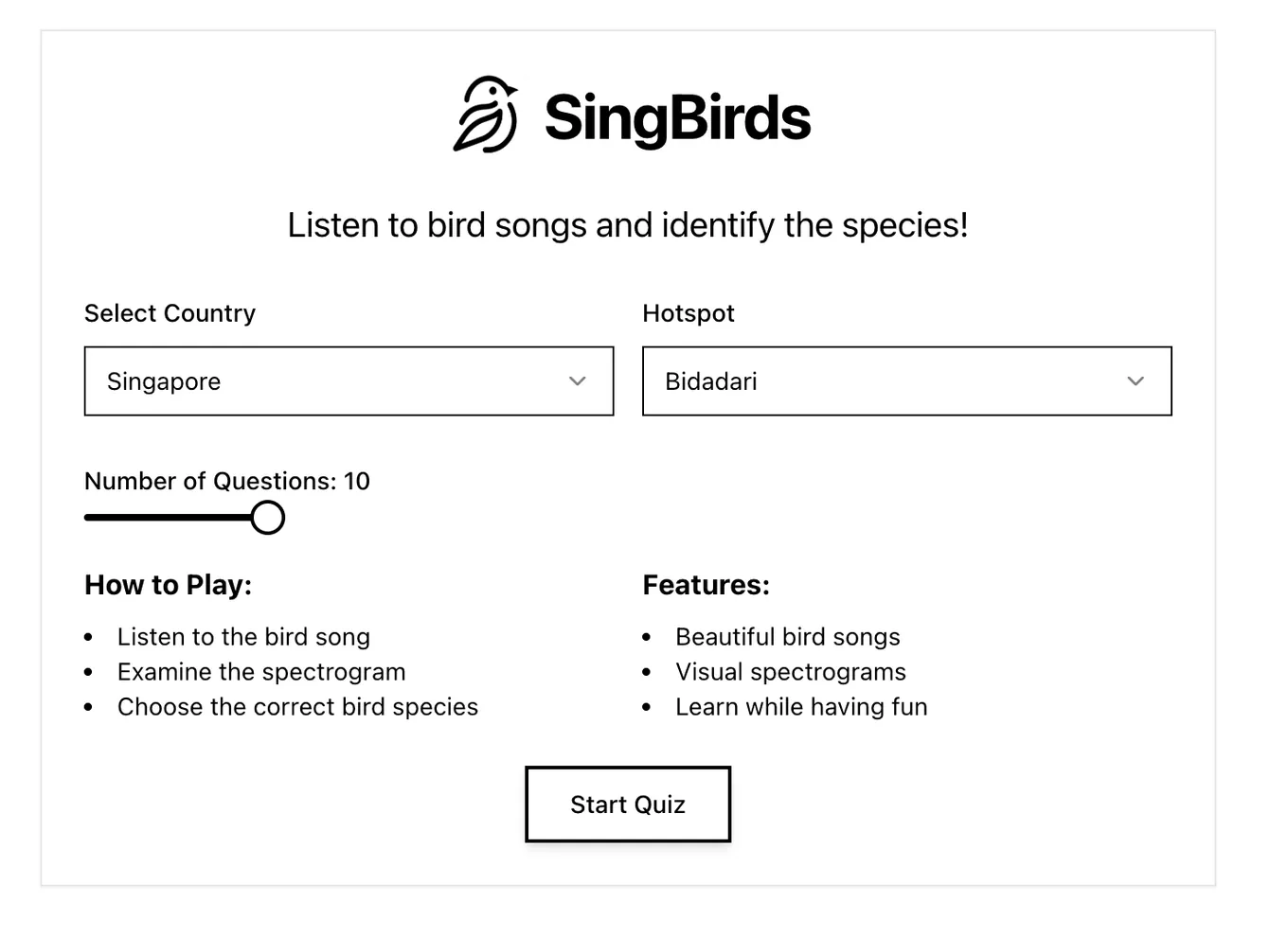 Learning Singapore’s Birds by Ear: A Look at the SingBirds Call Quiz screenshot