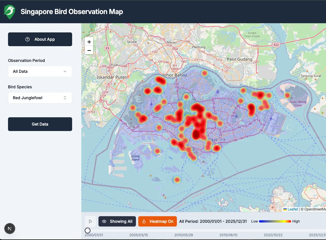 Mapping Singapore's Avian Life: Inside the Singapore Bird Observation Map screenshot